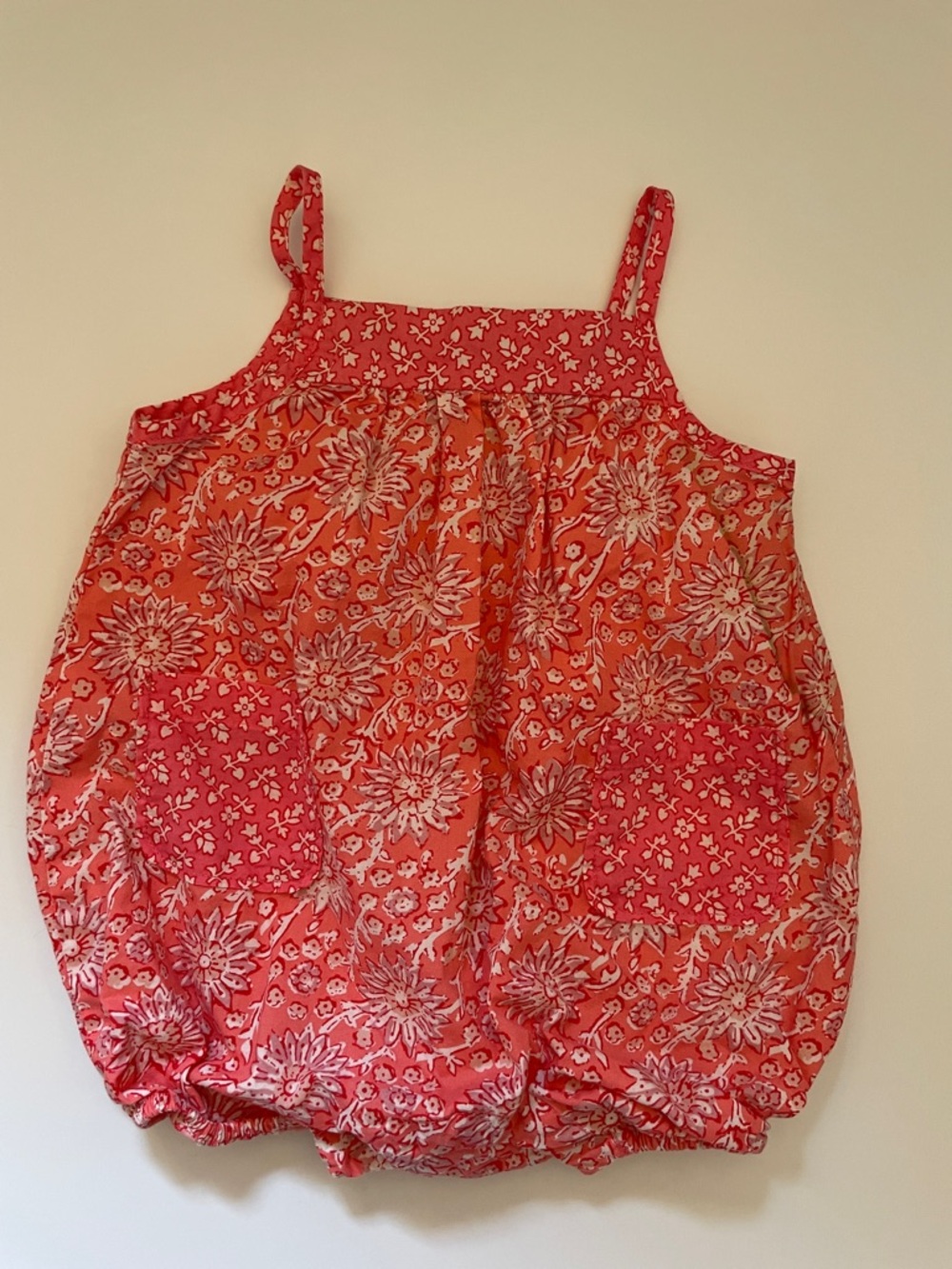 Baby Gap, Toddler Floral Bubble Romper - Coral Pink size 3-6 months